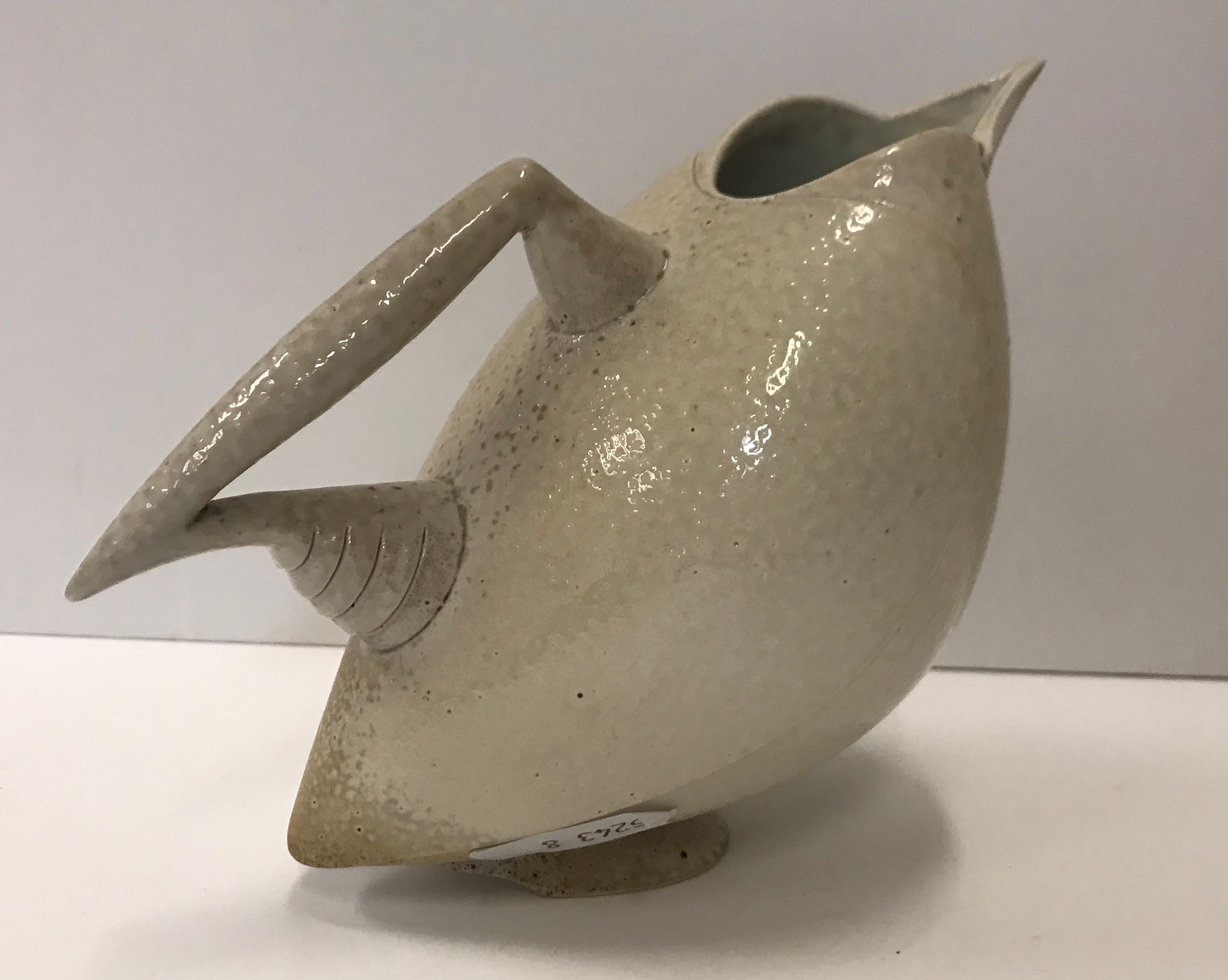 An Anthony Theakston sparrow beak jug in the form of a bird in stone coloured glaze, - Image 2 of 13