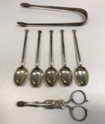 A set of five silver coffee spoons,