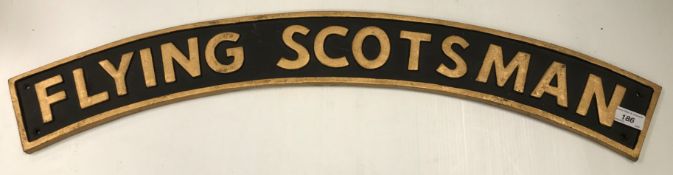A large cast metal and painted "Flying Scotsman" name plate (reproduction) 90 cm wide