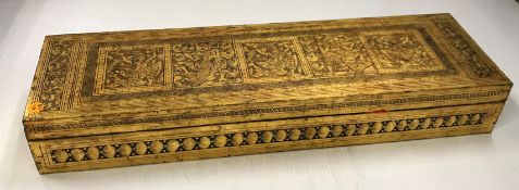 A Burmese Sutra or Kammavaka box or sacred text box containing red and gold lacquered text 69 cm x