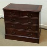 A modern mahogany dwarf chest of two short over three long drawers 77 cm wide x 41.