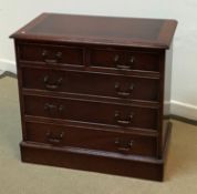 A modern mahogany dwarf chest of two short over three long drawers 77 cm wide x 41.