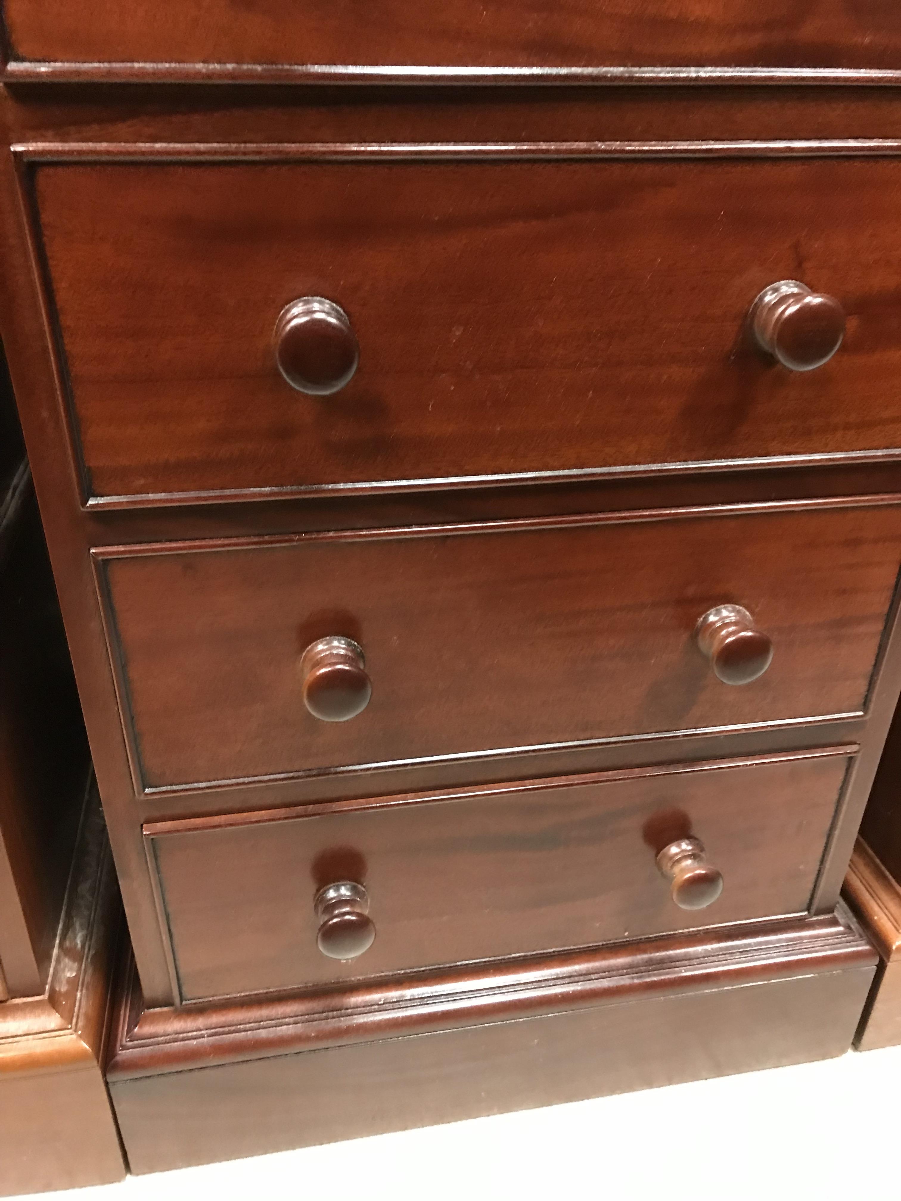 A pair of modern mahogany slim chests of six drawers in the Victorian taste 51 cm wide x 43. - Image 10 of 12