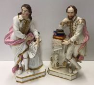 A Bloor Derby figure of Shakespeare leaning on a pillar with books and scroll stamped "Bloor Derby"