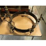 A wrought iron six light electrolier in the Arts & Crafts manner of circular form approx.