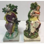 A pair of 18th Century Staffordshire pearlware figures,