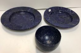 A pair of lapis lazuli plates constructed from shards, 22.