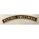 A small painted cast metal "Flying Scotsman" name plate (reproduction) 72 cm wide