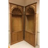 A pair of 20th Century pine wall recesses in the George III taste,
