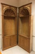 A pair of 20th Century pine wall recesses in the George III taste,