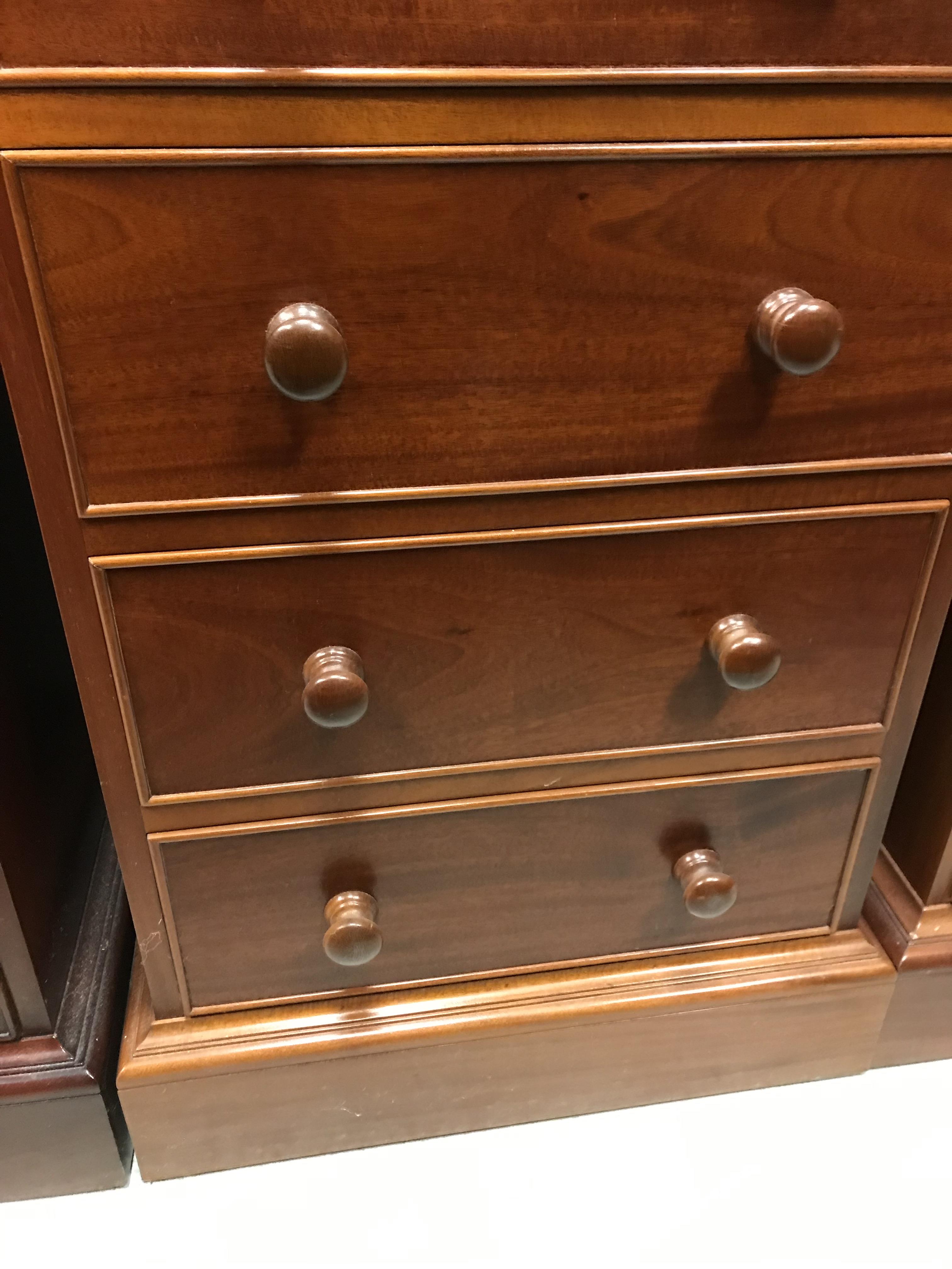 A pair of modern mahogany slim chests of six drawers in the Victorian taste 51 cm wide x 43. - Image 12 of 12
