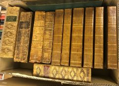 Four boxes of leather bound antiquarian books to include BUNYAN'S "Selected Works" illustrated