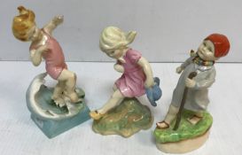 Three Royal Worcester figurines including "July" (3440) modelled by F.G.