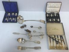A collection of plated wares to include two cased sets of six tea spoons together with a WMF bottle