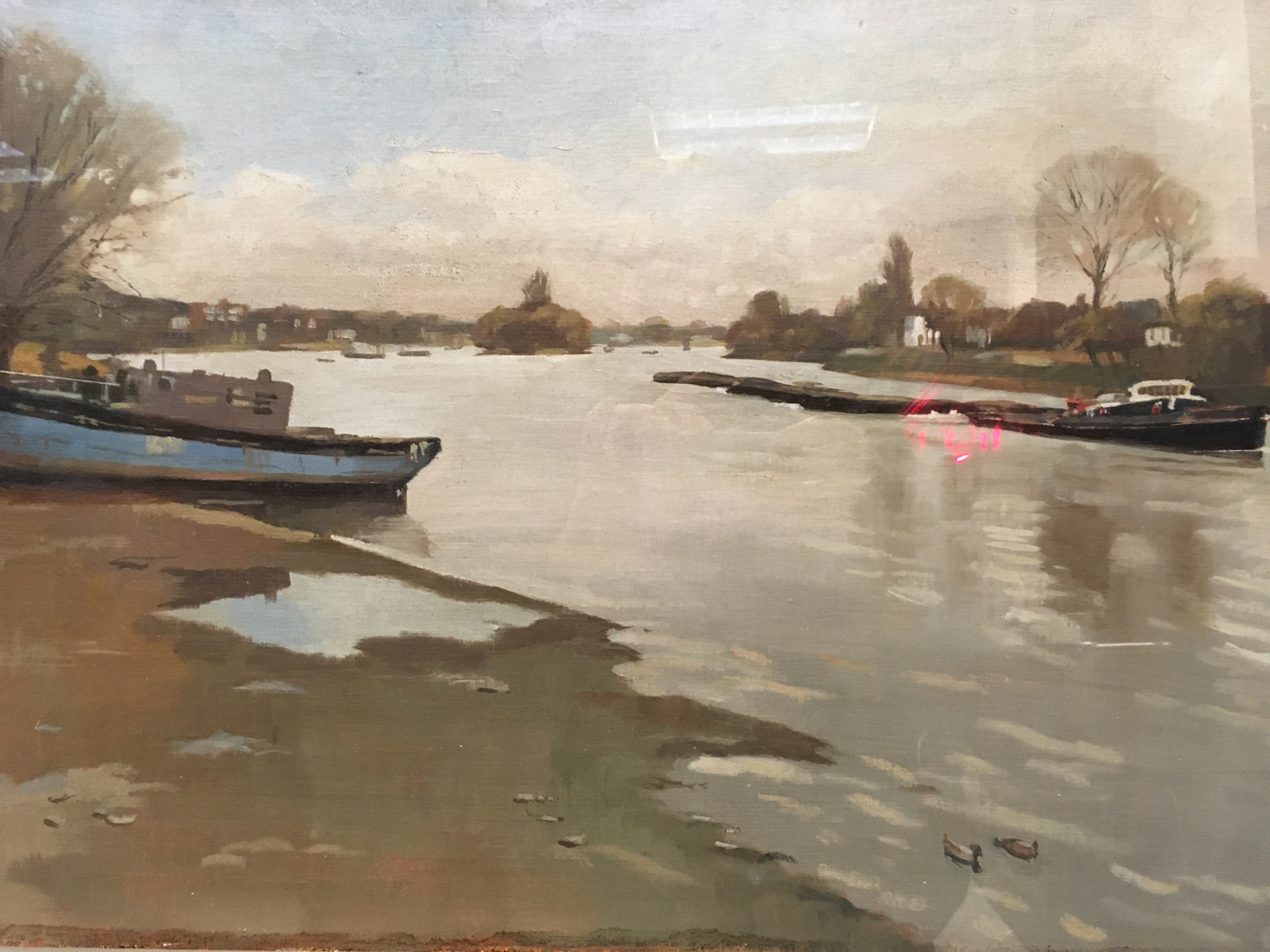 MAURICE BRALEY "River landscape with boats (possibly River Orwell?), oil on board, - Image 2 of 17