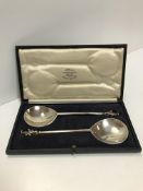 A pair of Victorian silver apostle serving spoons (by Lambert & Co.