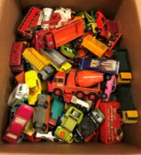 A box of assorted Lesney and Matchbox mainly toy cars to include a No. 48 Pi-Eyed Piper, No.