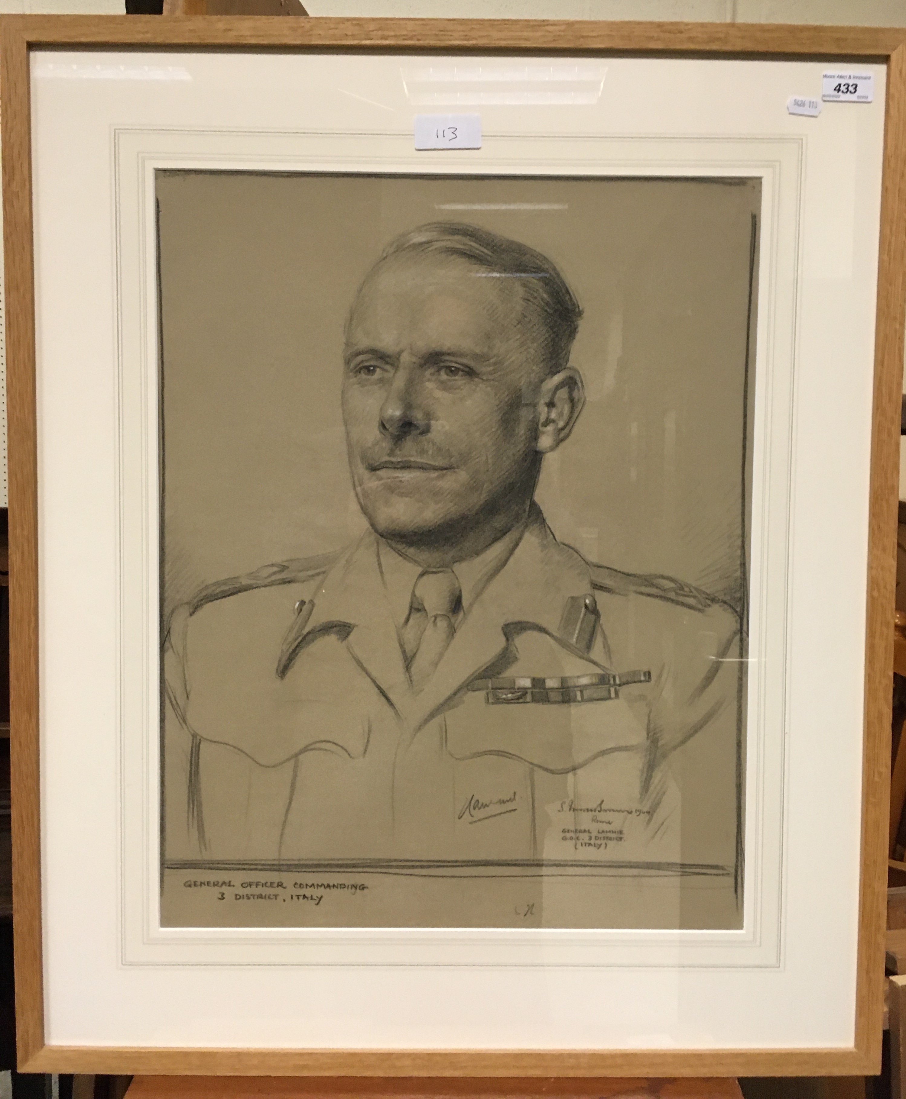 SAM MORSE BROWN "General Lammie, general officer commanding three district, Italy" a portrait study,