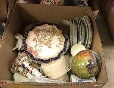 Five boxes of assorted decorative china wares to include a collection of Wegwood dinner wares,