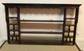 An oak dresser plate rack in the 18th Century style,