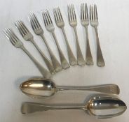 A set of six Victorian "Old English" pattern dessert forks (London,