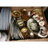 A box containing a collection of Royal Albert "Old Country Roses" cups, saucers and tea plates,