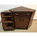 A G Plan corner secetaire cabinet with fall front drawer over two cupboard doors 99 cm wide x 85 cm