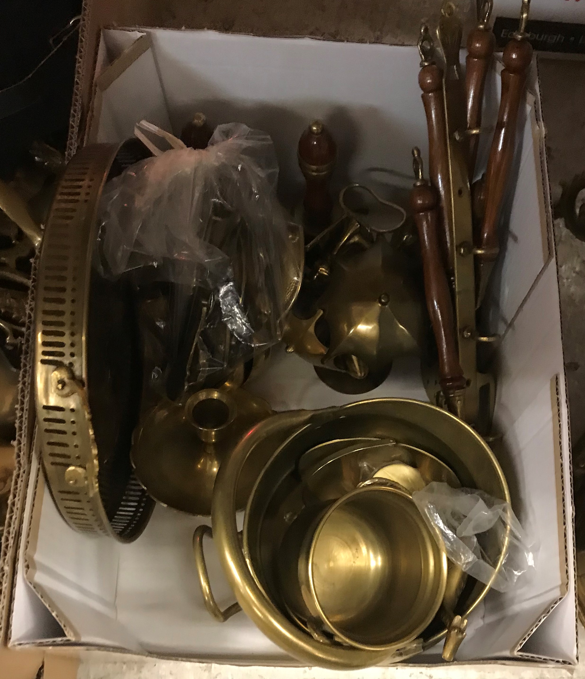 A collection of brasswares to include horse brasses, bellows, trivets, - Image 2 of 3