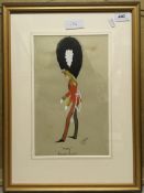 T GEORGE "Weally? - Grenadier Guards", a caricature study of officer in bear skin,