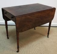 A 19th Century mahogany fold-over tea table of demi-lune form, raised on square tapered legs,