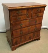 A burr walnut chest in the early 18th Century manner,