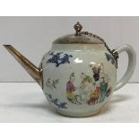 An 18th Century Chinese polychrome decorated bullet shaped teapot,