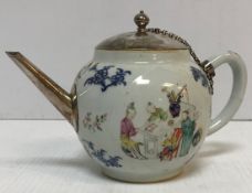 An 18th Century Chinese polychrome decorated bullet shaped teapot,
