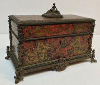 A 19th Century red tortoiseshell and brass boullework box of rectangular form,