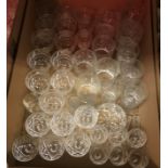 Two boxes of assorted glassware,