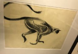 ROSIE CORCARAN "Monkey" a study, black charcoal and chalk,
