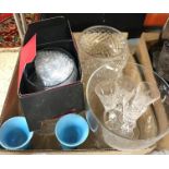 Four boxes of assorted glass ware to include fruit bowls,