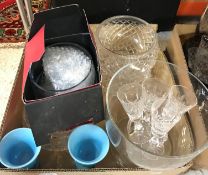 Four boxes of assorted glass ware to include fruit bowls,