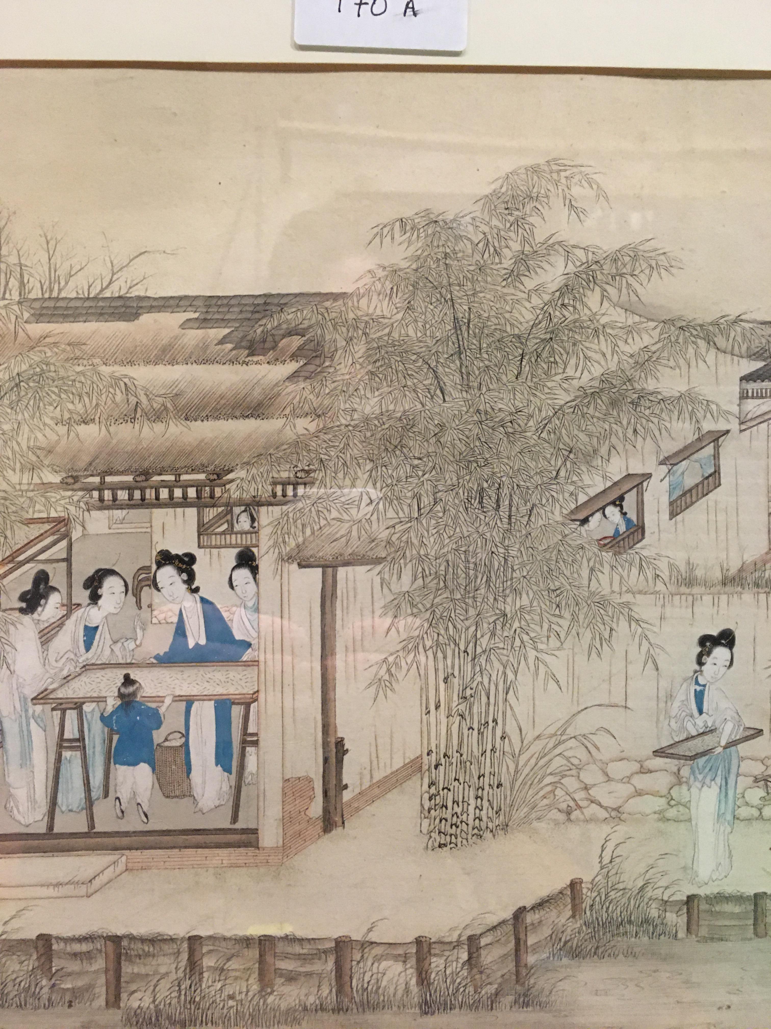 CHINESE SCHOOL QING DYNASTY (19TH CENTURY) "Figures in a domestic setting with bamboo in garden in - Image 2 of 48