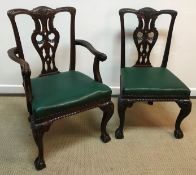 A set of eleven Victorian mahogany Chippendale style dining chairs,