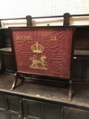 A circa 1900 mahogany framed fire screen,