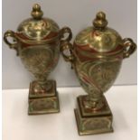 A pair of Noritake "Japan" pattern vases and covers on block bases CONDITION REPORTS