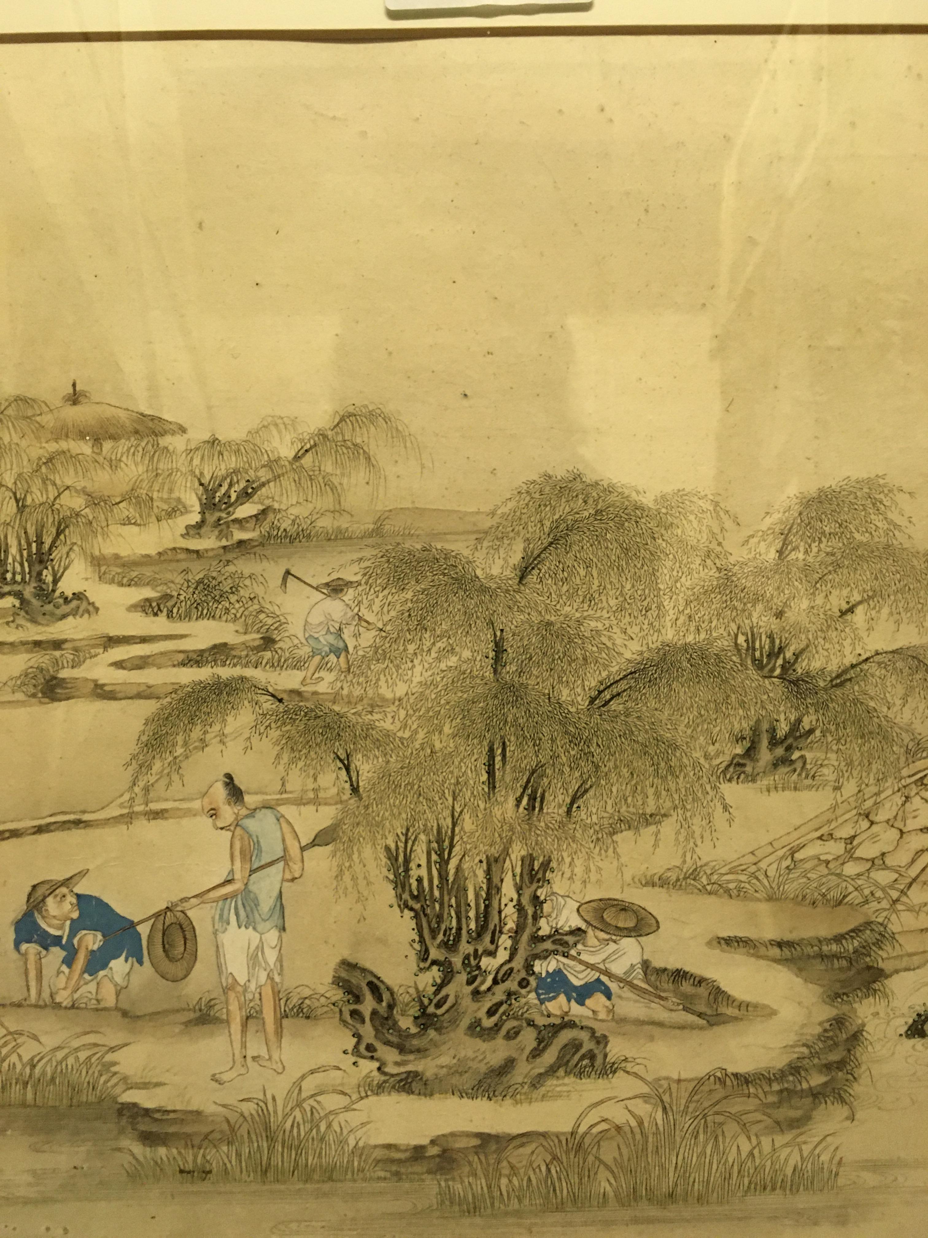 CHINESE SCHOOL QING DYNASTY (19TH CENTURY) "Figures in a domestic setting with bamboo in garden in - Image 4 of 48