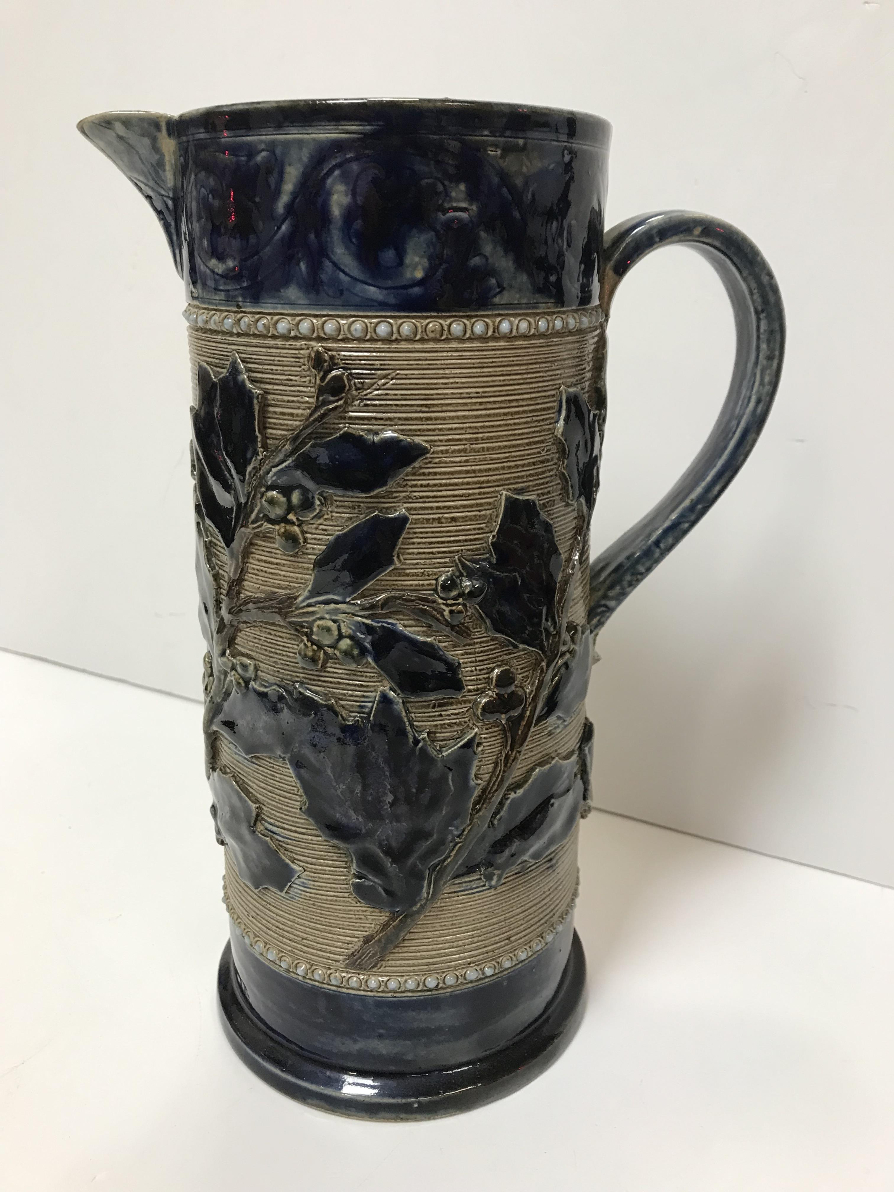 A Victorian glazed stoneware jug with holly decoration, - Image 10 of 27