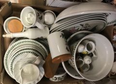 A box containing various Portmeirion "Botanic Garden" china to include a large flower pot,