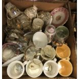 Four boxes of china wares including a Royal Albert "Old Country Roses" part tea service etc