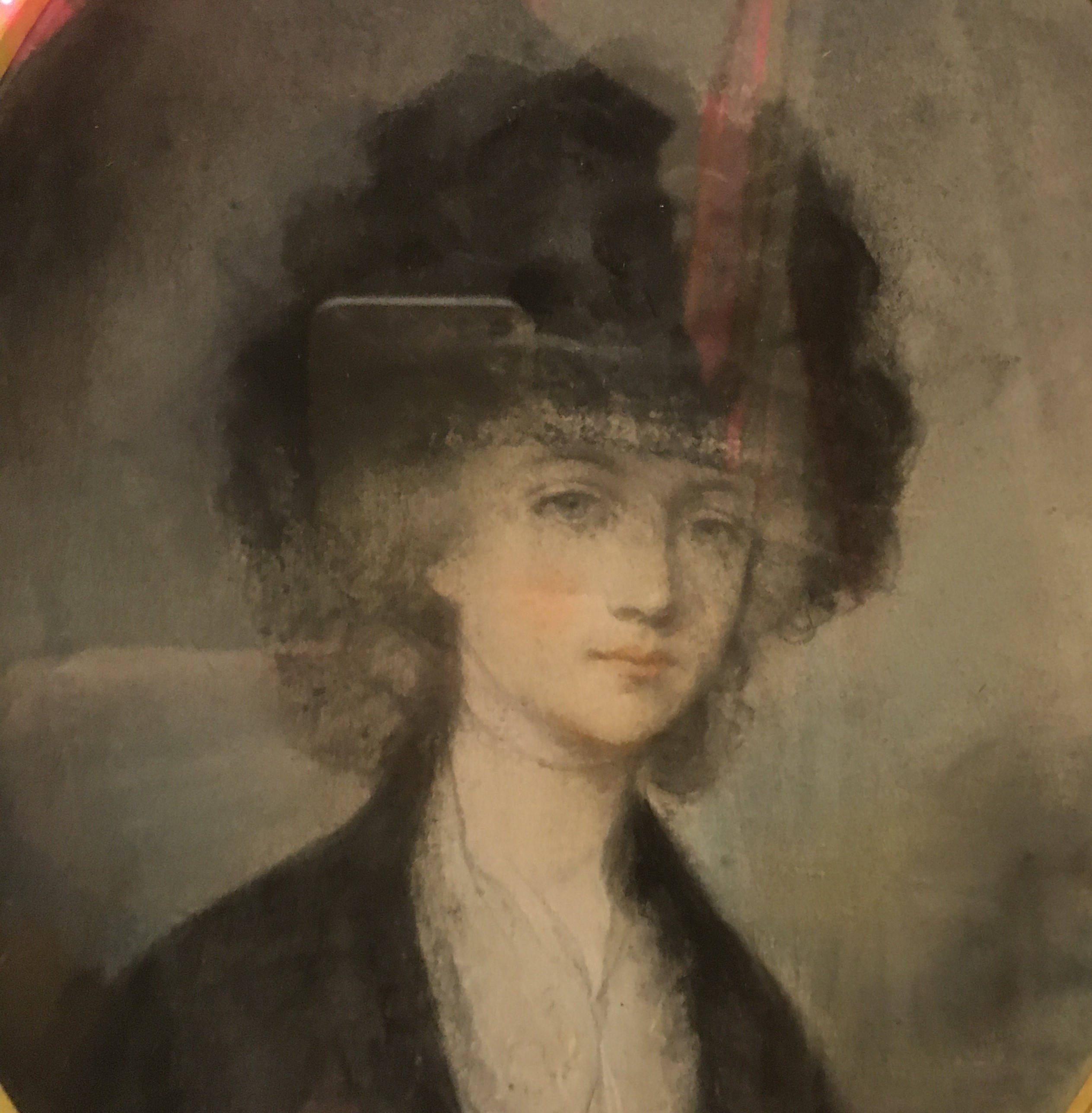 HUGH DOUGLAS HAMILTON (1739-1808) "Lady in black hat and lace trimmed dress" a portrait study, - Image 2 of 2