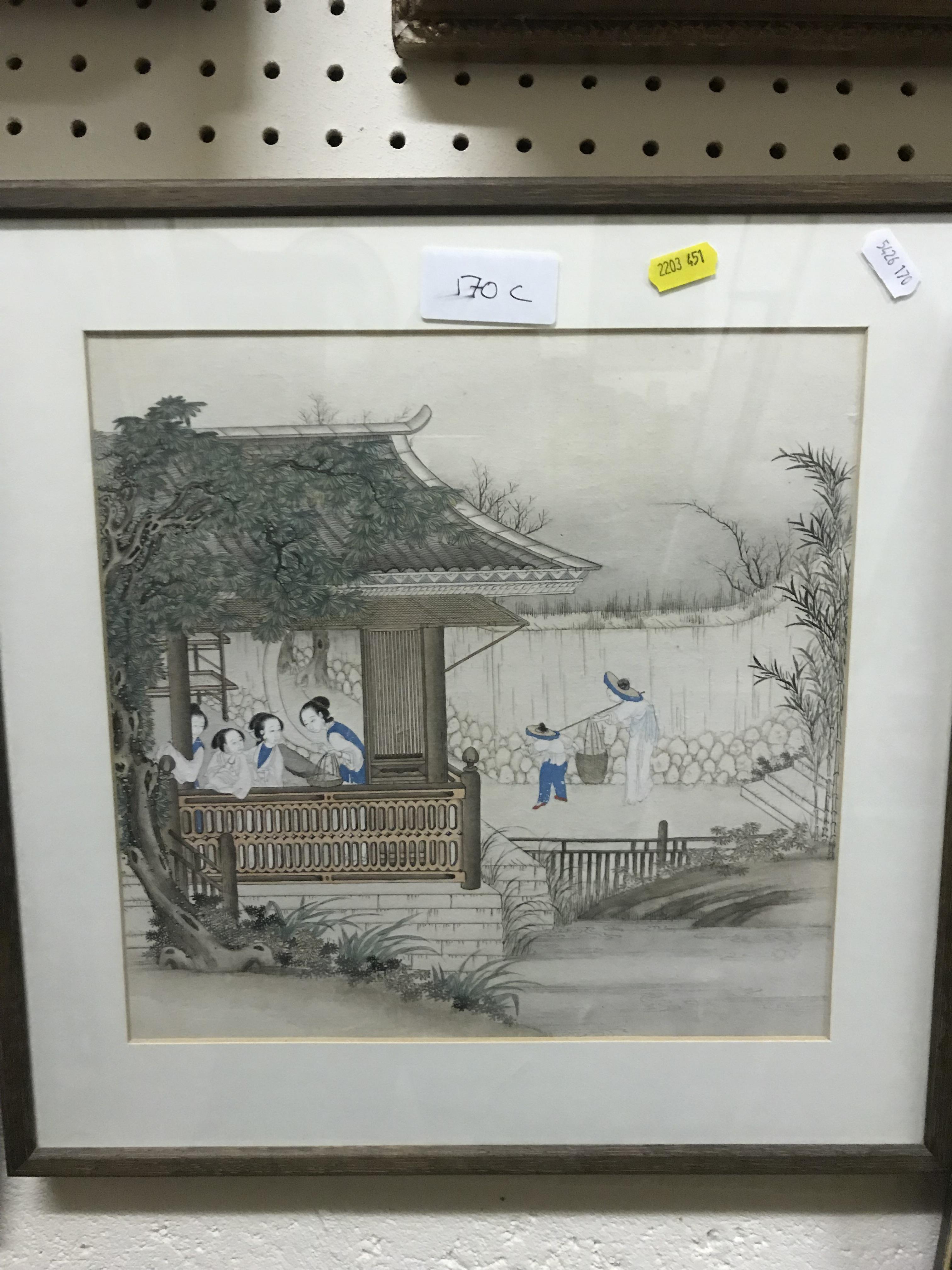 CHINESE SCHOOL QING DYNASTY (19TH CENTURY) "Figures in a domestic setting with bamboo in garden in - Image 9 of 48