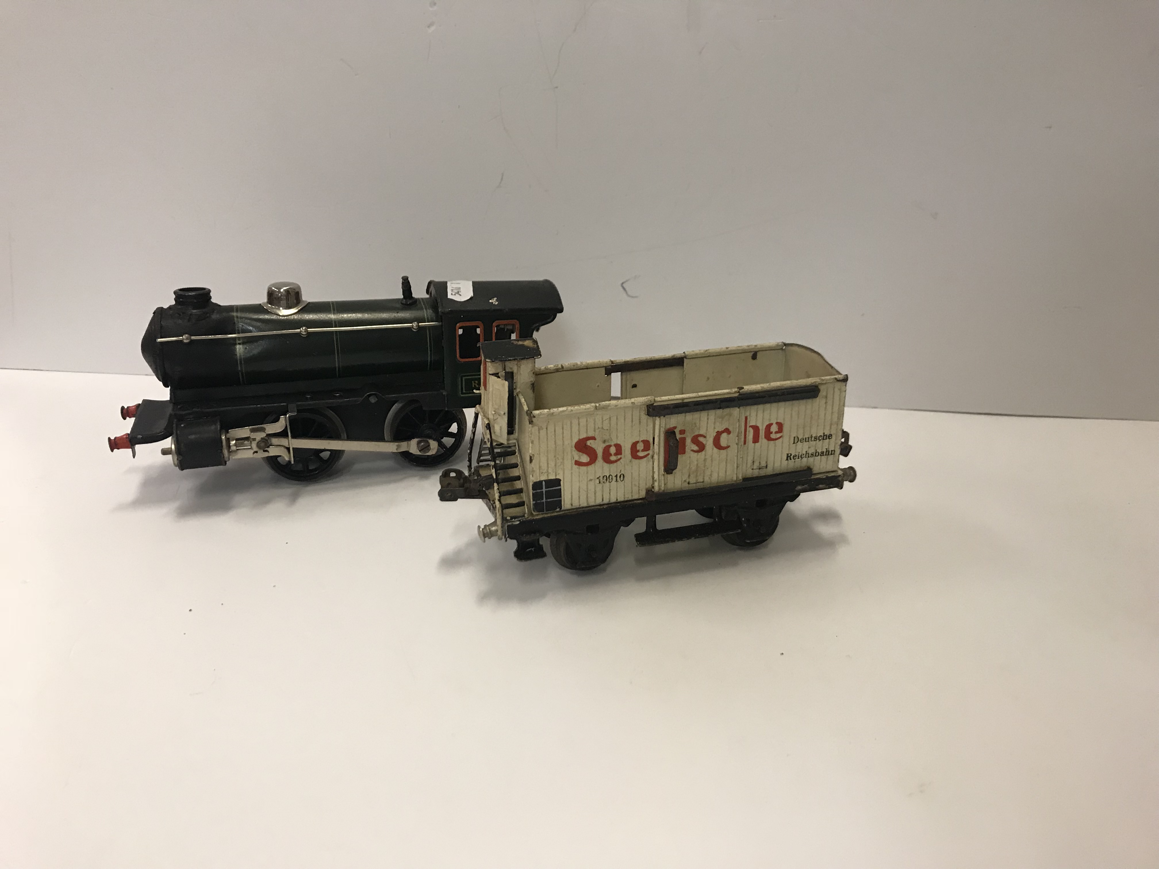 A Marklin 0-40- tank loco, wagon, grinder and fly wheel, - Image 2 of 2