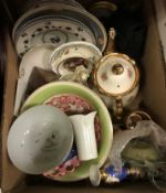 Seven boxes of assorted decorative china and glassware, to include plates, vases, figurines,